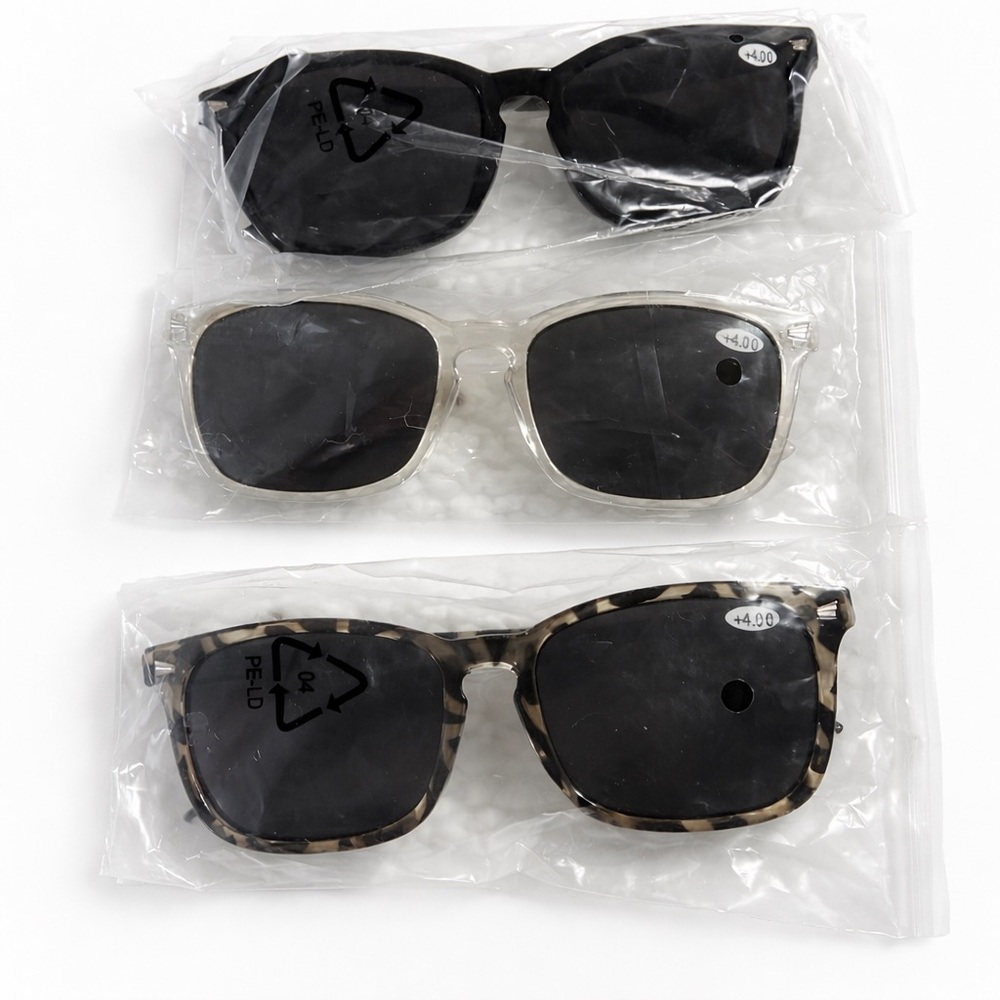 3 Pack +4.00 Reading Sunglasses – New, Multiple Styles